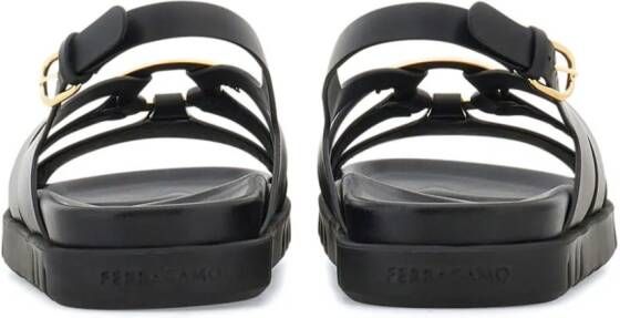 Ferragamo Gancini sandalen met plakkaat Zwart