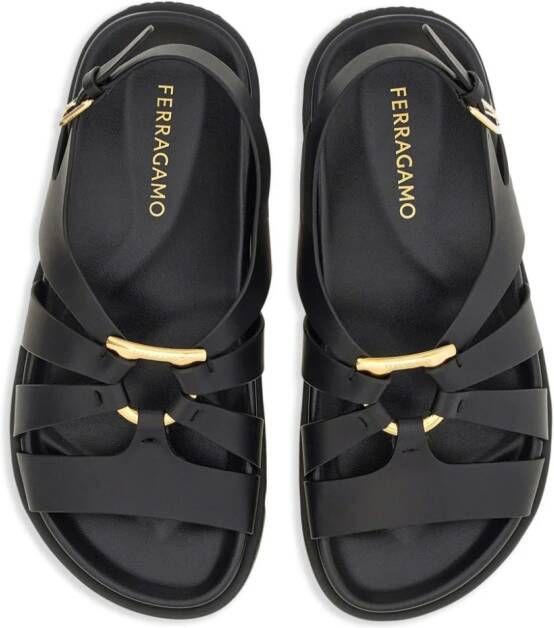 Ferragamo Gancini sandalen met plakkaat Zwart