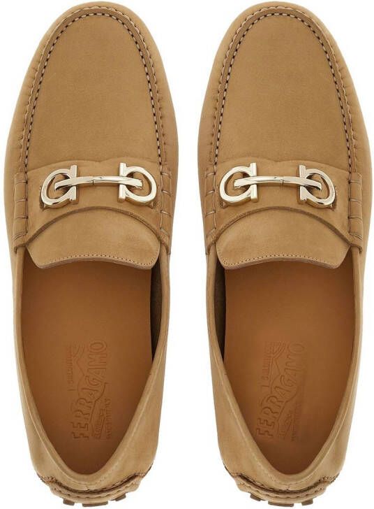 Ferragamo Loafers met gancini-plakkaat Beige