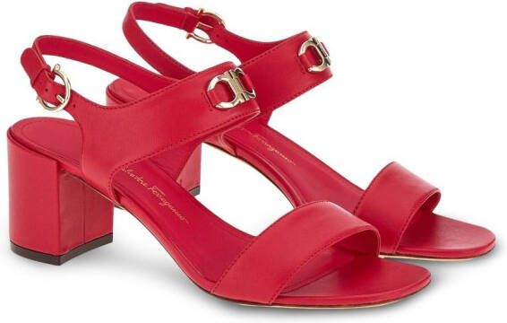 Ferragamo Gancini sandalen met blokhak Rood