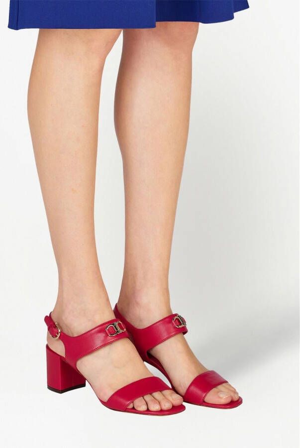 Ferragamo Gancini sandalen met blokhak Rood