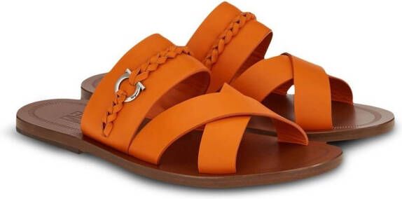 Ferragamo Gancini sandalen met open neus Oranje