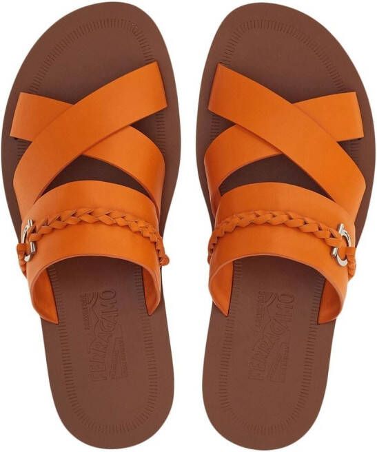 Ferragamo Gancini sandalen met open neus Oranje