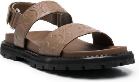 Ferragamo Gancini sandalen met reliëf Bruin