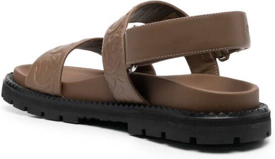 Ferragamo Gancini sandalen met reliëf Bruin