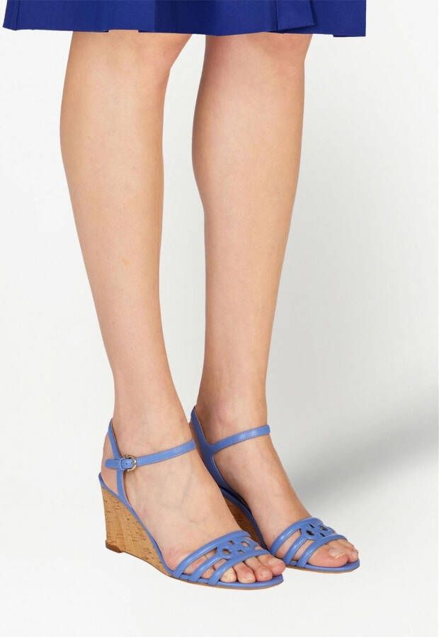 Ferragamo Gancini sandalen met sleehak Blauw