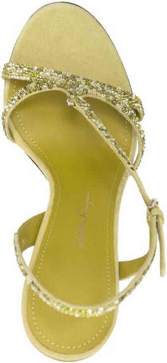 Ferragamo Gancini sandalen verfraaid met stras Groen