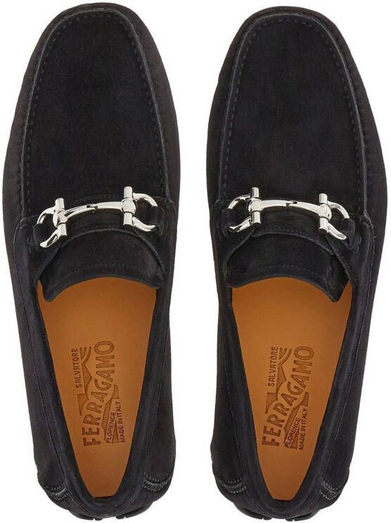 Ferragamo Gancini suède loafers Zwart