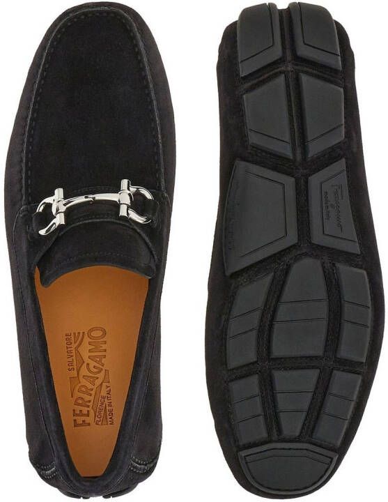 Ferragamo Gancini suède loafers Zwart