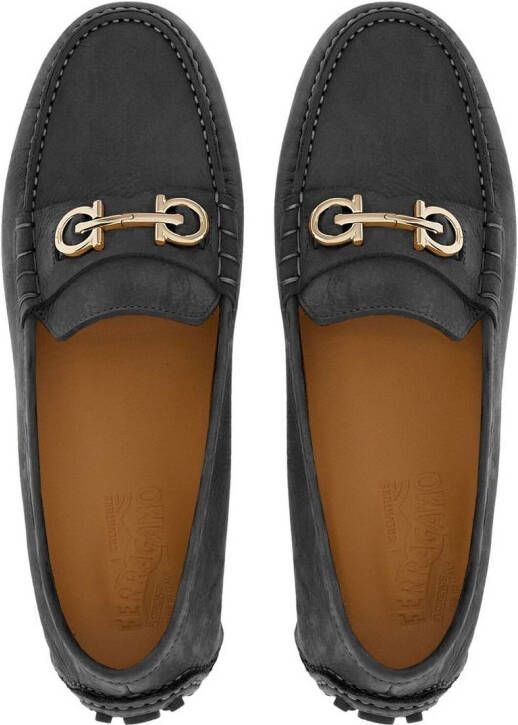 Ferragamo Gancini suède loafers Zwart