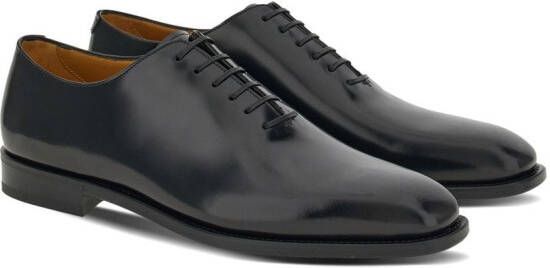 Ferragamo Geoffrey lakleren derby schoenen Zwart