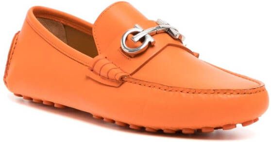Ferragamo Grazioso leren gespschoenen Oranje