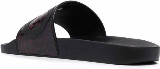 Ferragamo Groove slippers met logo-reliëf Zwart