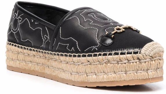 Ferragamo Kamini espadrilles met geborduurd logo Zwart