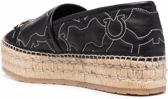 Ferragamo Kamini espadrilles met geborduurd logo Zwart