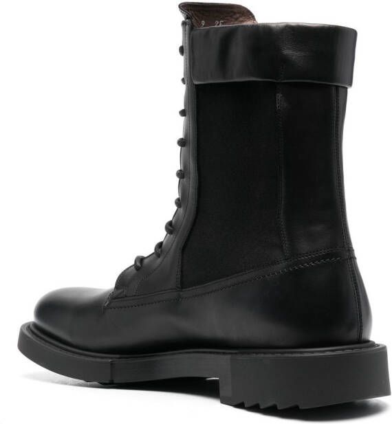 Ferragamo Leren combat boots Zwart