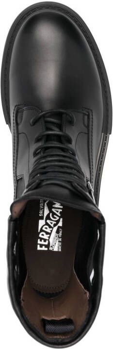 Ferragamo Leren combat boots Zwart