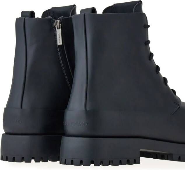 Ferragamo Leren combat boots Zwart