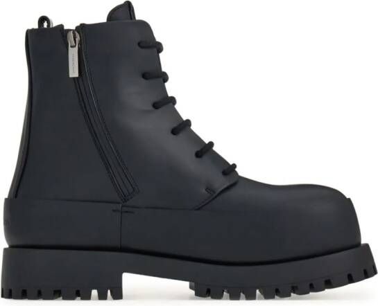 Ferragamo Leren combat boots Zwart