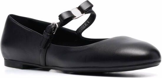 Ferragamo Lizz leren ballerina's Zwart