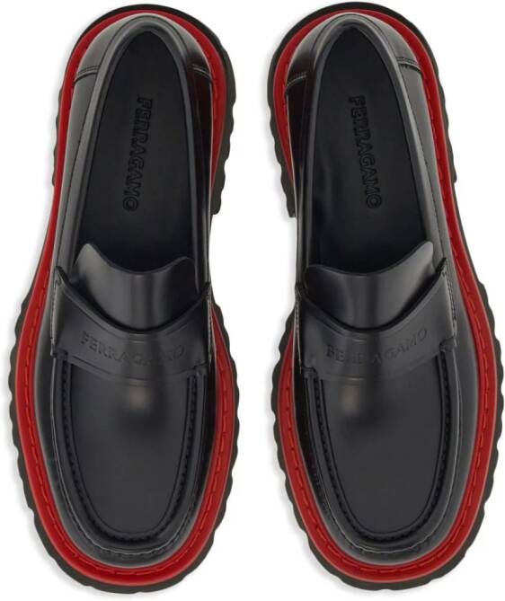 Ferragamo Loafers met contrasterende zool Zwart