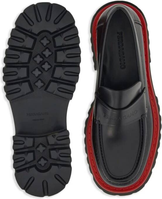 Ferragamo Loafers met contrasterende zool Zwart
