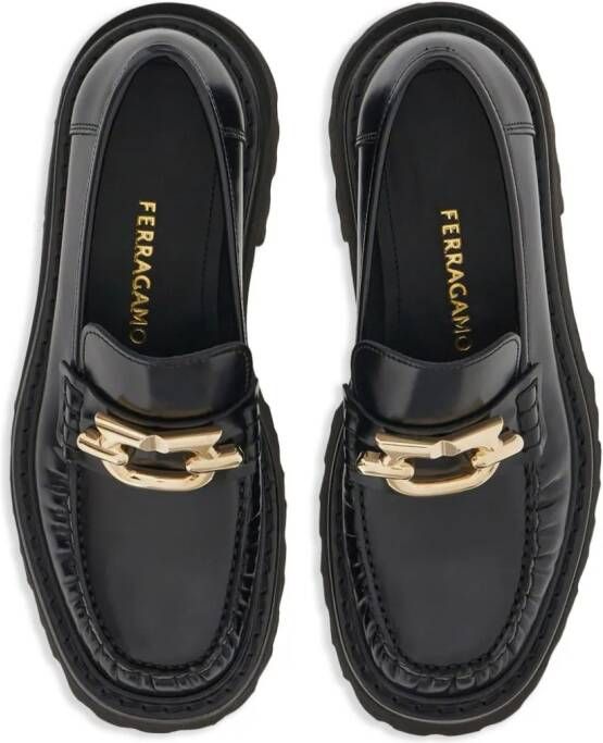 Ferragamo Loafers met Gancini-gesp Zwart