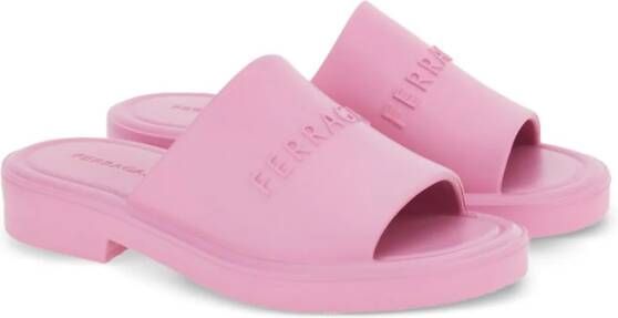 Ferragamo Slippers met logo-reliëf Roze