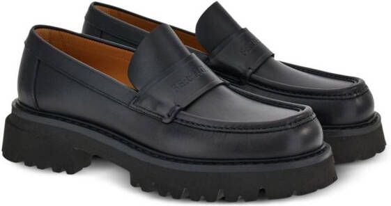 Ferragamo Leren loafers Zwart