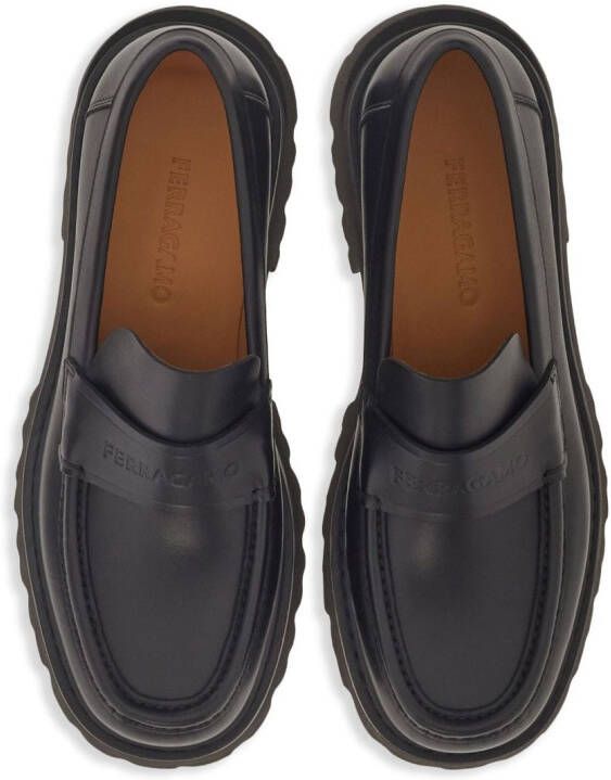 Ferragamo Leren loafers Zwart