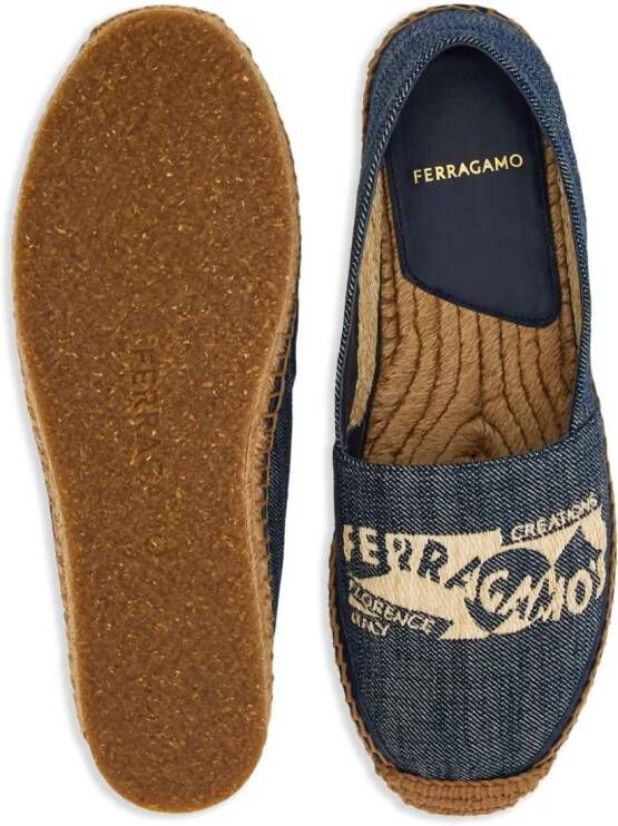 Ferragamo Espadrilles met geborduurd logo Blauw