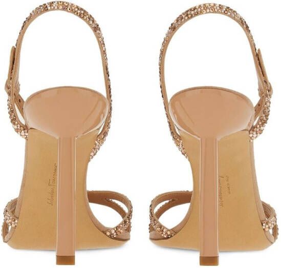 Ferragamo Marni sandalen verfraaid met kristallen Beige