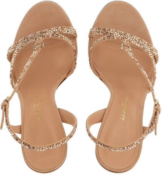 Ferragamo Marni sandalen verfraaid met kristallen Beige