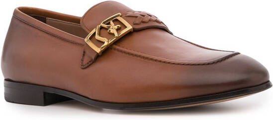 Ferragamo Nairobi loafers met logoplakkaat Bruin