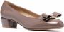 Ferragamo 30 mm pumps met blokhak en strikdetail Bruin - Thumbnail 2