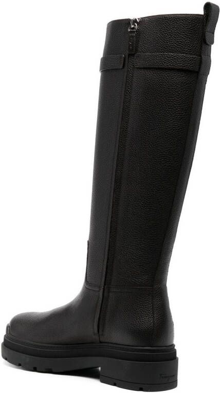 Ferragamo Ryder leren knielaarzen Zwart