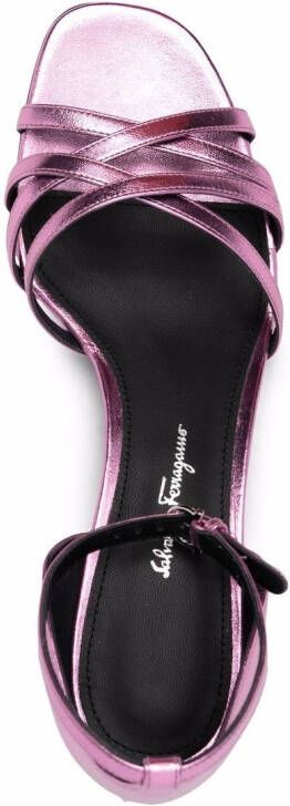 Ferragamo Sandalen met spiegelende hak Roze