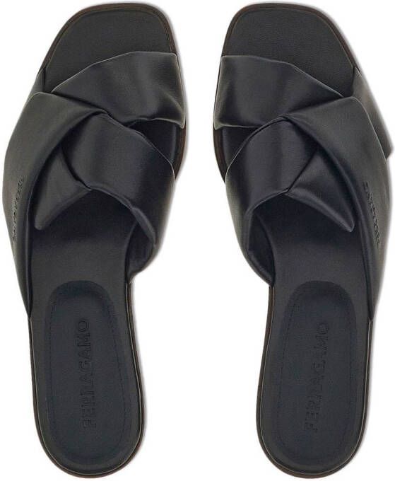 Ferragamo Slippers met geknoopt detail Zwart