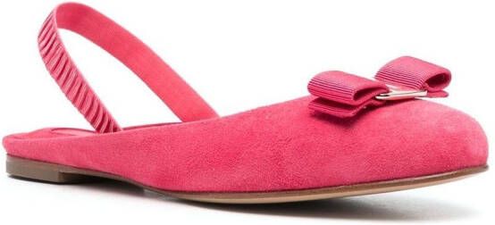 Ferragamo Suède ballerina's Roze