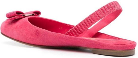 Ferragamo Suède ballerina's Roze