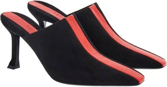 Ferragamo 85 mm suède muiltjes met streepdetail Zwart