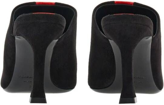Ferragamo 85 mm suède muiltjes met streepdetail Zwart