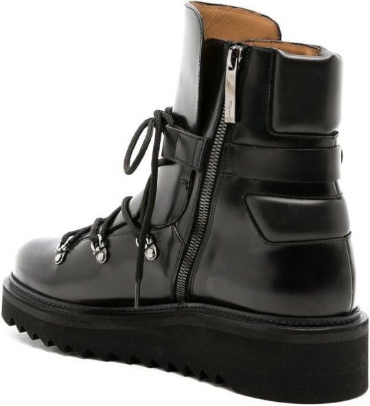 Ferragamo Trekking leren enkellaarzen Zwart