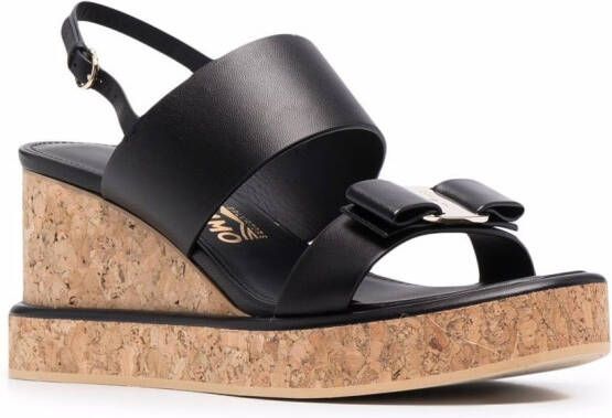 Ferragamo Vara Bow sandalen met sleehak Zwart