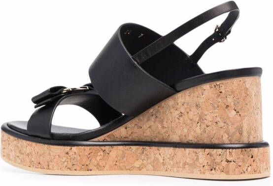 Ferragamo Vara Bow sandalen met sleehak Zwart