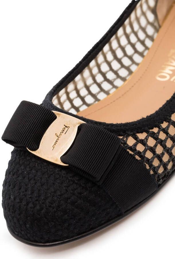 Ferragamo Varina ballerina's verfraaid met strik Zwart