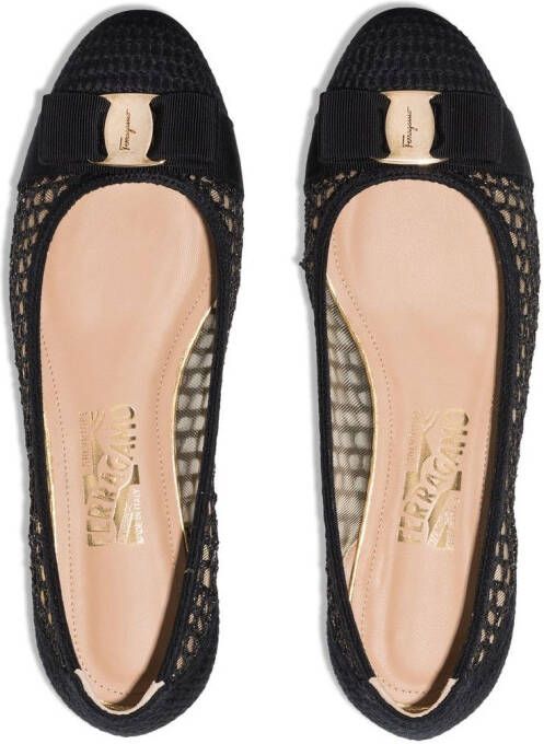 Ferragamo Varina ballerina's verfraaid met strik Zwart