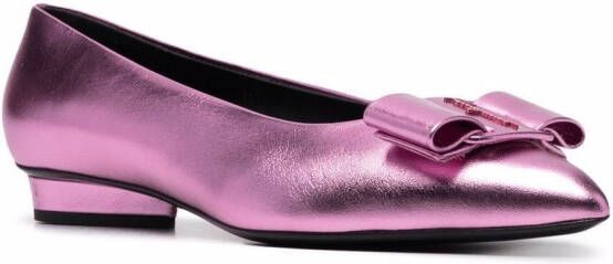 Ferragamo Viva ballerina's met strikdetail Roze