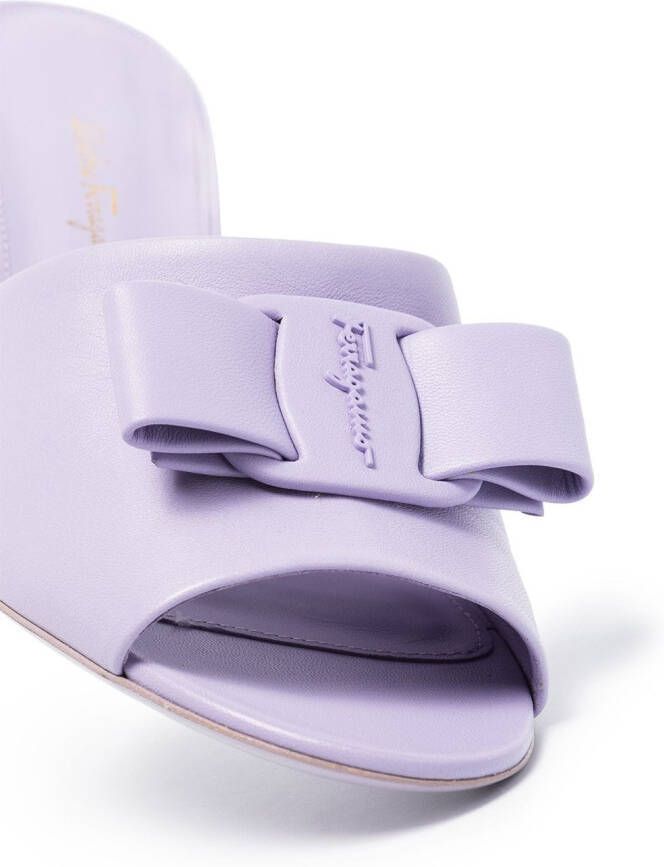 Ferragamo Viva Bow 55mm leren muiltjes Paars