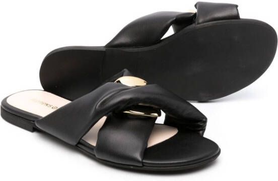 Florens Gewatteerde slippers Zwart